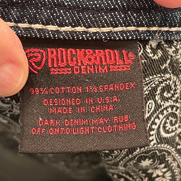 Rock & Roll Denim Regular Stackable Bootcut Jeans Mens 38W Medium Blue Cotton Bl - Picture 4 of 16